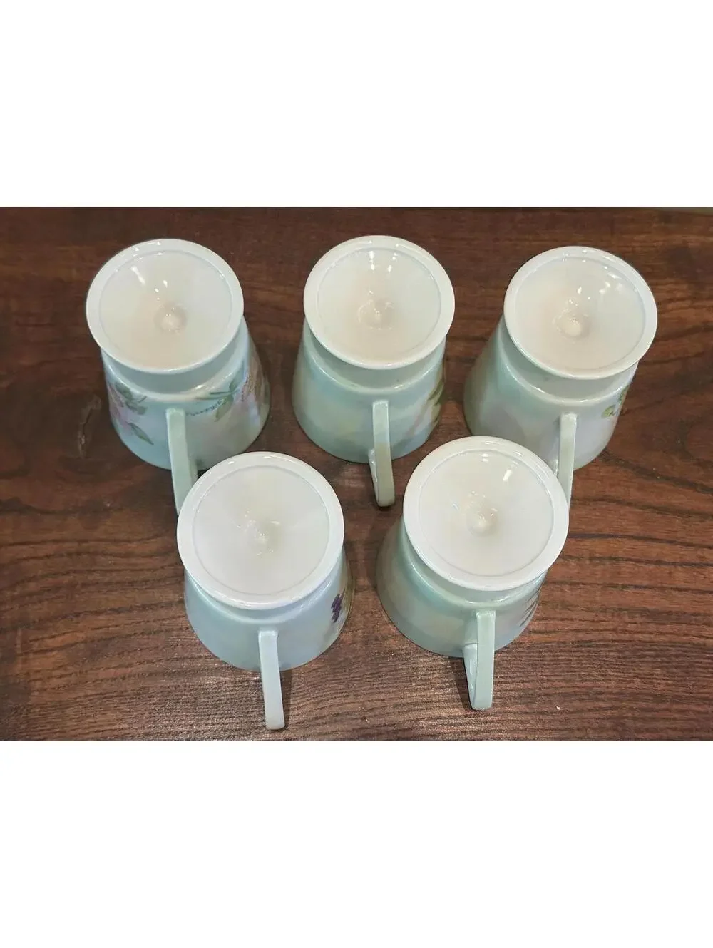 Vintage Footed Mugs Hand Painted Fruit Ceramic Coffee Cups by G. Tubach Set of 5